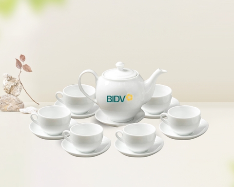 Bộ ấm trà men trắng