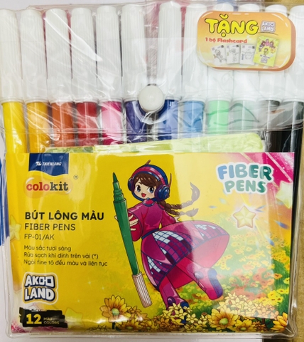 Bút lông 12 màu Fiber Pen Thiên Long Colokit FP-01/AK