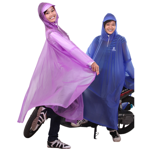 Áo mưa Poncho cổ rùa trong màu