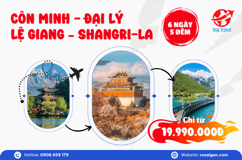 Tour Côn Minh - Đại Lý - Lệ Giang - Shangri-la 6 Ngày 5 Đêm từ Tp. Hồ Chí Minh