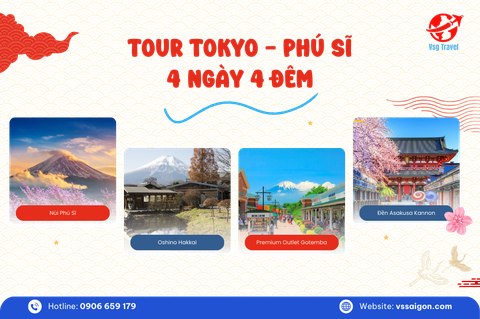 Du lịch Nhật Bản: Tour Tokyo - Phú Sĩ 4 Ngày 4 Đêm từ Tp. Hồ Chí Minh