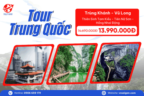Tour Trung Quốc: Trùng Khánh - Vũ Long 5 Ngày 4 Đêm từ TP. HCM