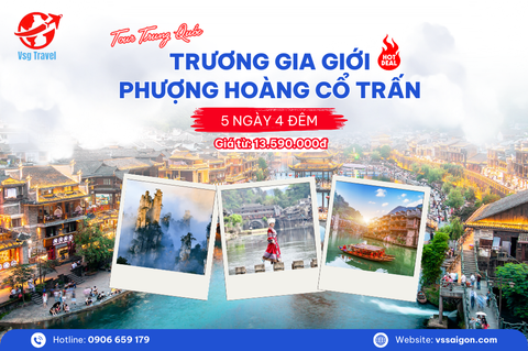 Tour Trung Quốc: Trương Gia Giới - Phượng Hoàng Cổ Trấn 5 Ngày 4 Đêm từ TP. Hồ Chí Minh