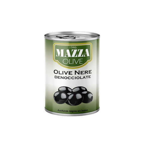 Olive Mazza đen nguyên trái tách hạt lon 400g - xuất xứ Ý