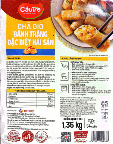 Chả Giò Bánh Tráng Đặc Biệt Hải Sản Cầu Tre gói 1,35kg