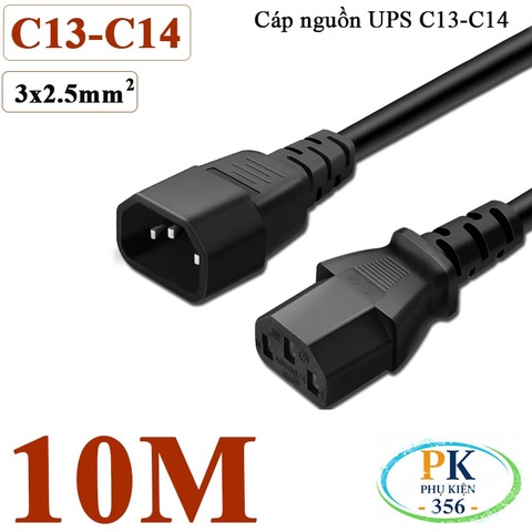 Dây Cáp nguồn IEC320 C13 C14 3x2.5mm² 10A 250V – Dây nối dài UPS, PC, PDU 0.5M - 10M