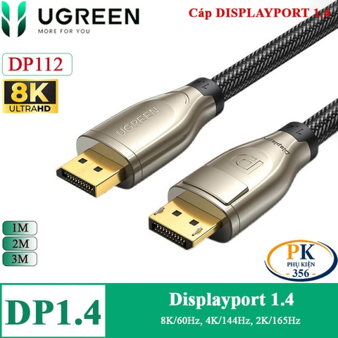 Dây cáp Displayport 1.4 8K@60Hz DP112 chính hãng Ugreen dài 1M 2M 3M 60842, 60843, 60844