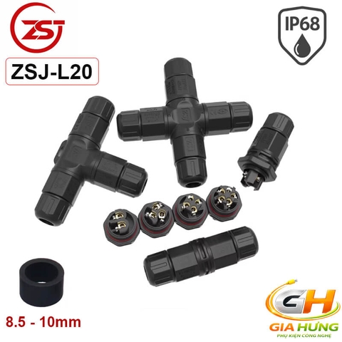 Đầu Cút Nối Chia Dây Điện Chống Nước IP68 3 Ngả Chữ T ZSJ L20T-2P Dùng Cho Dây 2.5mm²