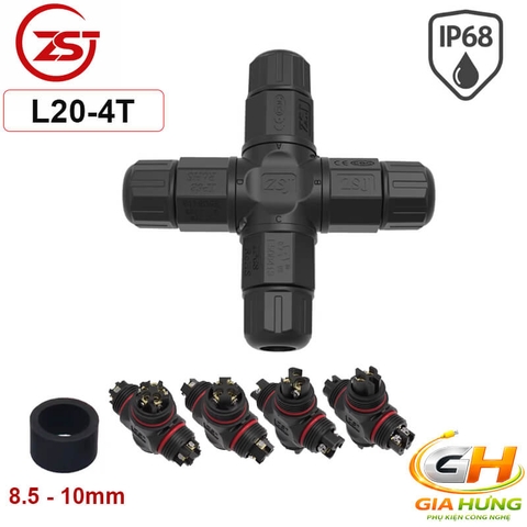 Đầu Cút Nối Chia Dây Điện Chống Nước IP68 4 Ngả ZSJ L20-4T-2P Dùng Cho Dây 2.5mm²