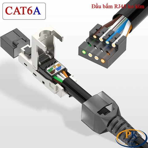 Đầu Bấm Mạng RJ45 Cat6A Tool Free Không Cần Kìm, Vỏ Kim Loại Chống Nhiễu 10Gbps/500MHz chuẩn công nghiệp