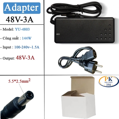 Nguồn DC 48V 3A 144W YU4803 – Adapter AC/DC 48V, Jack 5.5×2.5mm Chính Hãng