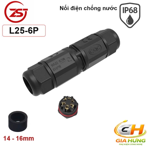 Đầu Cút Chia Dây Điện Chống Nước IP68 Thẳng ZSJ L25-2P Dùng Cho Dây 2–6 Lõi Chính Hãng