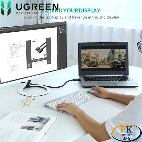 Dây cáp chuyển Displayport sang HDMI 1.4 4K@30Hz DP101 chính hãng Ugreen dài 1M 1.5M 2M 3M 5M 10238 10239 10202 10203 10204