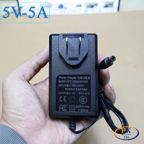 Bộ Nguồn DC Adapter 5V-4A ZB050400-4US – Jack DC 5.5×2.5mm, Dây 1.5M