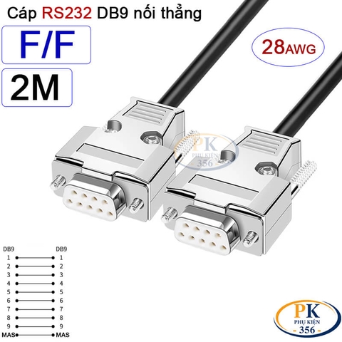 Dây cáp RS232 DB9 nối thẳng 2 đầu cái 28AWG vỏ thép cao cấp dài 0.5M-40M