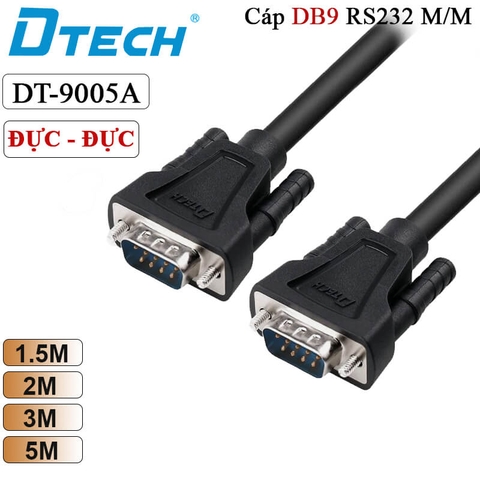 Dây Cáp COM DB9 RS232 Đực sang Đực Dtech DT-9005A M/M dài 1.5M - 5M
