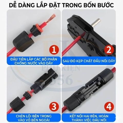 Đầu Nối MC4 1000V 30A Chống Nước IP67 Dùng Cho Điện Mặt Trời