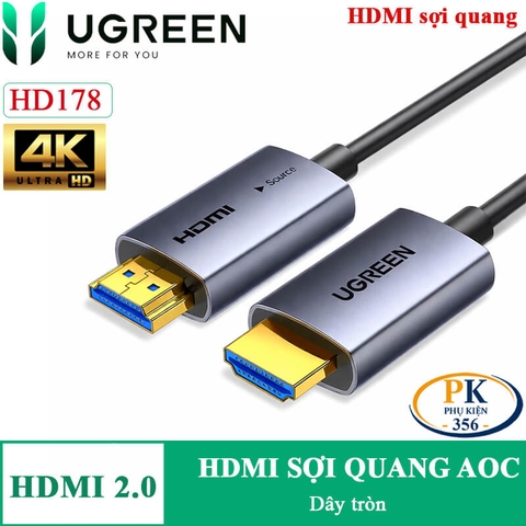 Dây cáp HDMI sợi quang AOC 2.0 chuẩn 4K@60Hz chính hãng Ugreen HD178 dài 10M – 100M