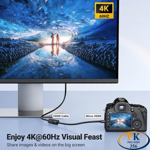 Cáp chuyển Mini HDMI sang HDMI 2.0 4K@60Hz chính hãng Ugreen 20137 dài 15Cm cao cấp