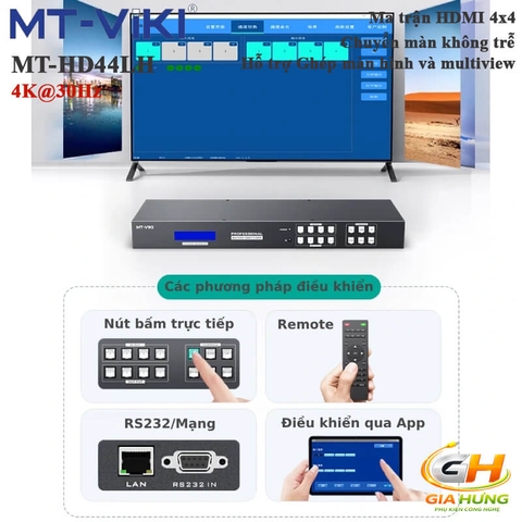 Bộ Chia Chuyển Mạch Ma Trận HDMI 4K@30Hz 4 Ra 4 MT-VIKI MT-HD44LH | Video Wall & Multiview Không Trễ
