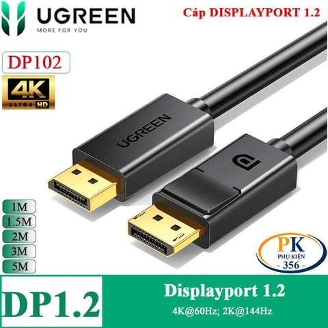 Dây cáp Displayport 1.2 4K@60Hz DP102 chính hãng Ugreen dài 1M 1.5M 2M 3M 5M 10244 10245 10211 10212 10213