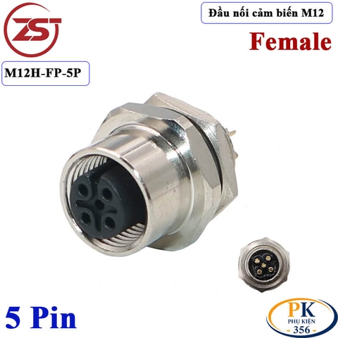 Đầu Nối Cảm Biến M12 5 pin cái lắp bảng điều khiển M12H-FP-5P chính hãng ZSJ