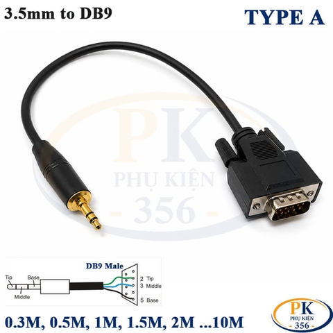 Cáp RS232 chuyển 3.5mm sang DB9 đực serial type A dài 0.3M đến 10M DB9 male to 3.5mm male