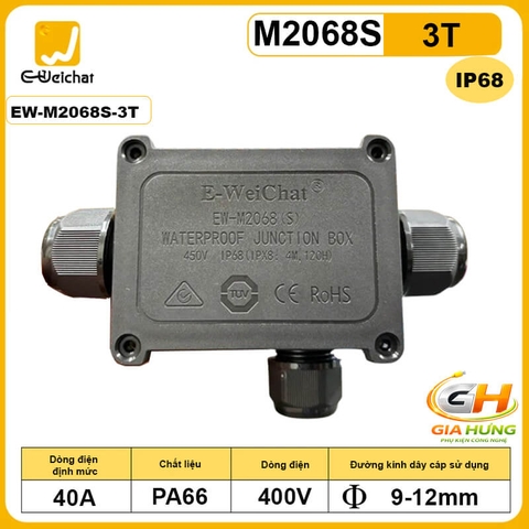 Hộp Nối Điện Chống Nước 3 Ngả IP68 E-Weichat EW-M2068S-3T Chính Hãng