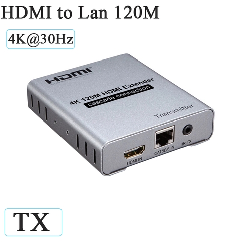 Bộ mở rộng HDMI 4K 120m qua cáp mạng Cat6, hỗ trợ nối tầng Cascade nhiều màn hình, 4K@30Hz, DTS Dolby, loop-out, vỏ nhôm tản nhiệt tốt.