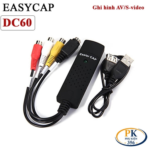 USB Ghi Hình AV S-Video EasyCap DC60 Capture Video Analog Sang Máy Tính Qua USB 2.0