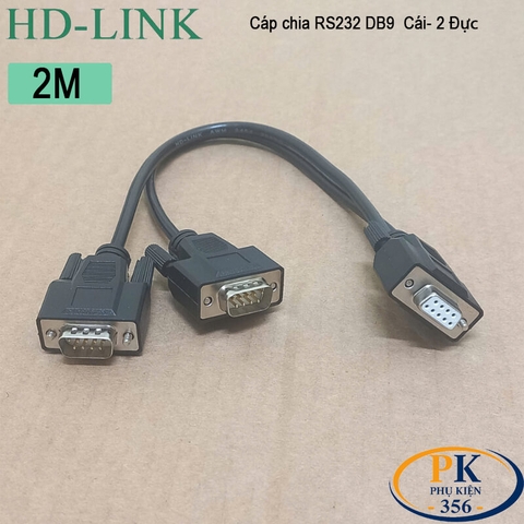 Dây cáp chia COM DB9 RS232 Cái sang 2 cổng đực dài 0.3M, 0.5M, 1M, 1.5M, 2M, 3M, 5M, 10M – HD-Link DIY 28AWG cao cấp
