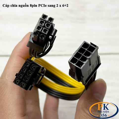 Dây cáp chia nguồn 8pin pcie sang 2 x 8pin (6+2) dài 20cm cho VGA card màn hình