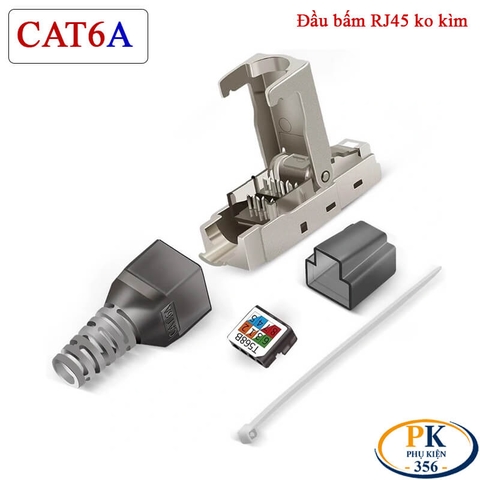 Đầu Bấm Mạng RJ45 Cat6A Tool Free Không Cần Kìm, Vỏ Kim Loại Chống Nhiễu 10Gbps/500MHz chuẩn công nghiệp