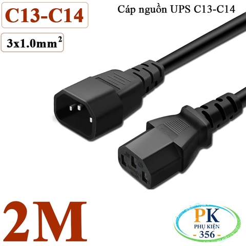 Dây Cáp nguồn IEC320 C13 C14 3x1.0mm² 10A 250V – Dây nối dài UPS, PC, PDU 0.5M - 10M
