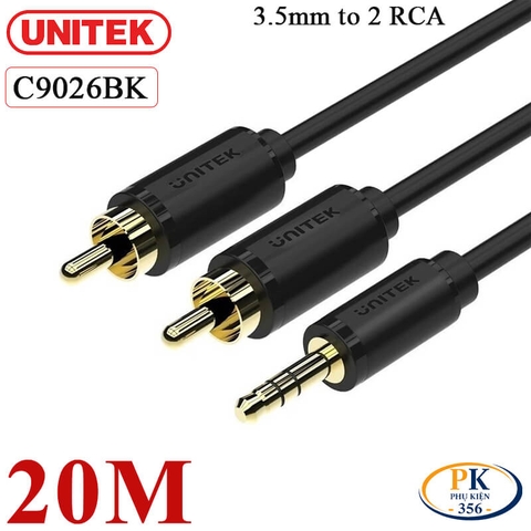 Dây Cáp Audio 3.5mm Sang 2 AV RCA (Hoa Sen) Unitek dài 1.5M đến 30M