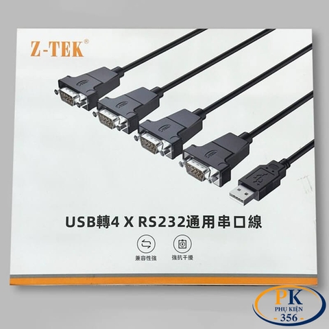 Cáp USB sang 4 cổng COM RS232 ZTEK ZE791 – Bộ chuyển đổi USB to RS232 4 Port chính hãng