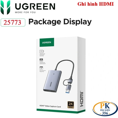 USB Ghi Hình HDMI Ugreen CM726-25773 USB 3.0 – Capture 1080P60, HDMI Loop Out 4K, Livestream Chuyên Nghiệp