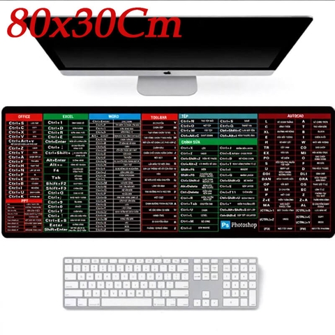 Bàn Di Lót Chuột Để Bàn May Viền Cao Cấp – In Công Thức & Phím Tắt Phần Mềm kích thước 30x25cm