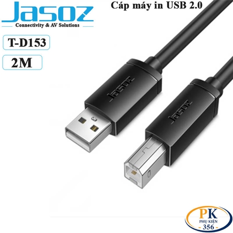 Dây Cáp Máy In USB 2.0 AM Sang BM Jasoz D105 Chính Hãng Dài 1M - 10M Tốc Độ 480Mbps