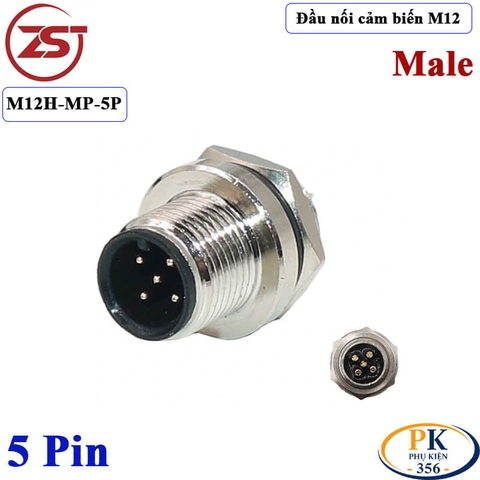 Đầu Nối Cảm Biến M12 5 pin đực lắp bảng điều khiển M12H-MP-5P chính hãng ZSJ