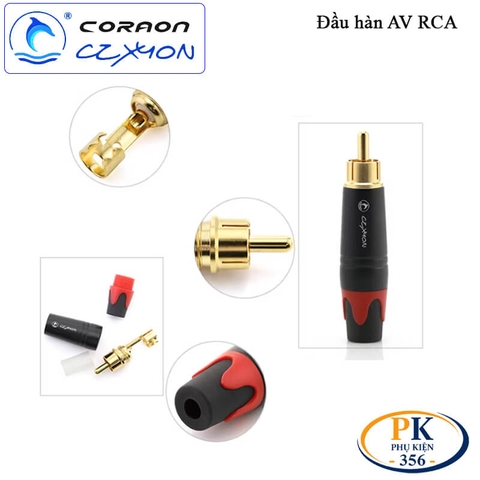 Đầu hàn AV RCA cao cấp chân đồng mạ vàng Coraon CZXYON Z-373-BG – Màu đỏ & màu vàng