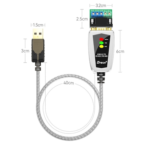 Cáp Chuyển Đổi DTECH DT-5119 USB 2.0 Sang RS422/RS485 DB9 Serial dài 0.5M