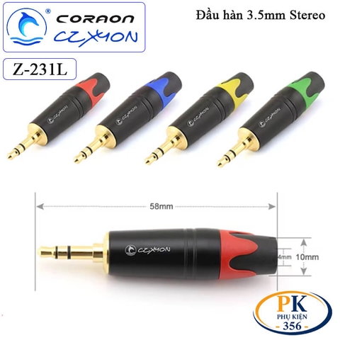 Đầu Hàn Giắc Âm Thanh 3.5mm Stereo Mạ Vàng Coraon CZXYON Z-231L Vỏ Kim Loại Cao Cấp