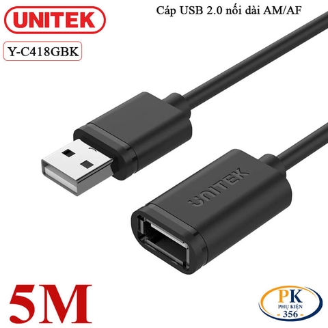 Dây Cáp USB 2.0 Nối Dài AM – AF Chính Hãng Unitek (1M–10M) – Hàng Cao Cấp