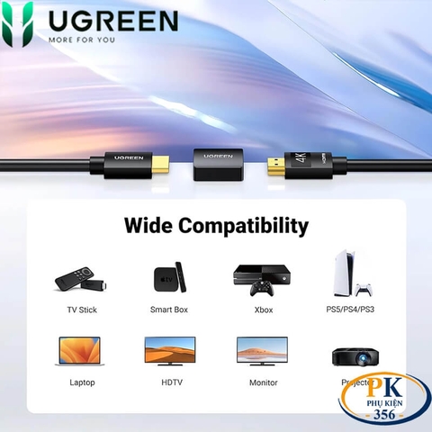 Đầu nối HDMI 2 đầu cái chính hãng Ugreen 20107 (HDMI Female to Female)