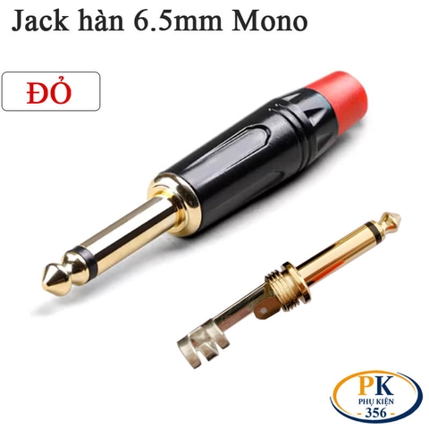 Đầu hàn jack 6.5mm mono (jack thẳng) mạ vàng – Vỏ kim loại, dùng cho cáp 3–6mm