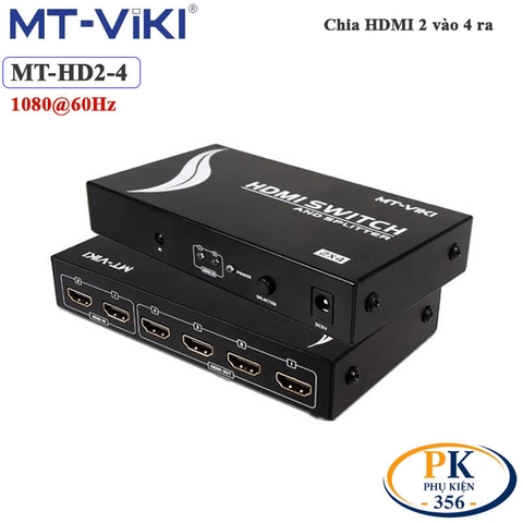 Bộ chia HDMI 2 vào 4 ra Full HD 1080P có điều khiển MT-VIKI MT-HD2-4 - Switch HDMI 2 ra 4