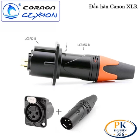 Đầu hàn Canon XLR 3 pin Coraon CZXYON KN3MX-B & KN3FX-B – Jack XLR hàn dây cao cấp