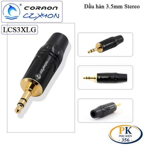 Đầu Hàn Giắc Cắm Âm Thanh DIY 3.5mm Stereo Mạ Vàng Coraon CZXYON LCS3XLG Cao Cấp dùng cho cáp 6.5 đến 8.5mm