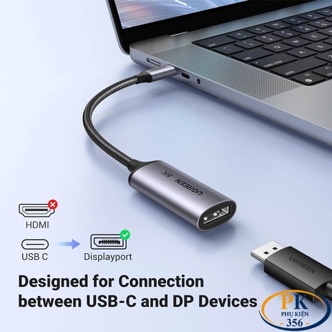 Cáp chuyển USB-C to Displayport 1.4 Ugreen 15575 MM130, hỗ trợ 8K60Hz 4K240Hz 2K240Hz HDR
